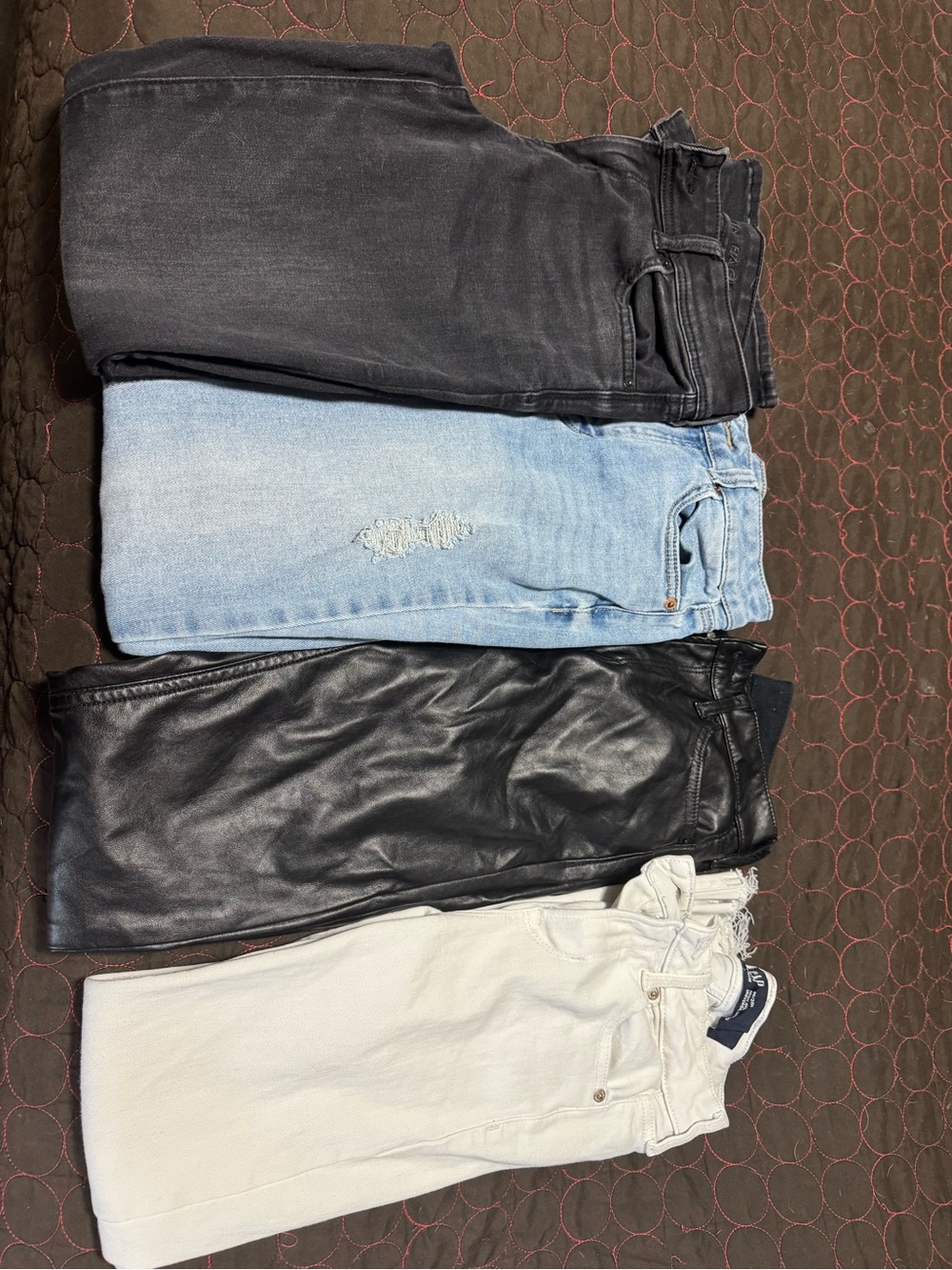 GAP Women’s Boot-Cut Jeans Bundle - Black, Light Blue, Faux Leather Black, White